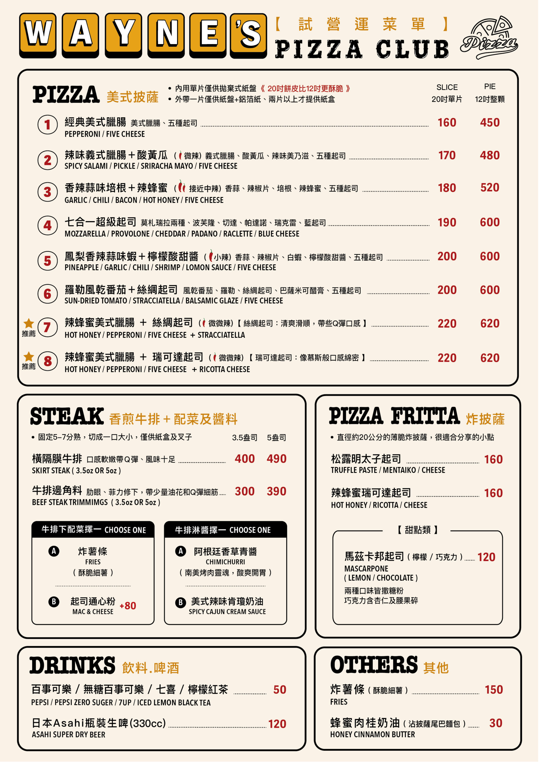 PIZZA MENU 9Ｍ